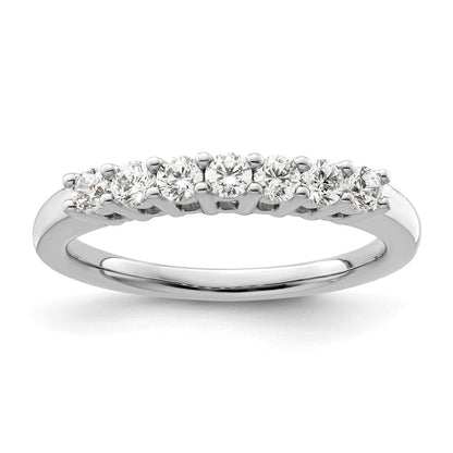 14K Weißgold Ehering mit 7 Diamanten
