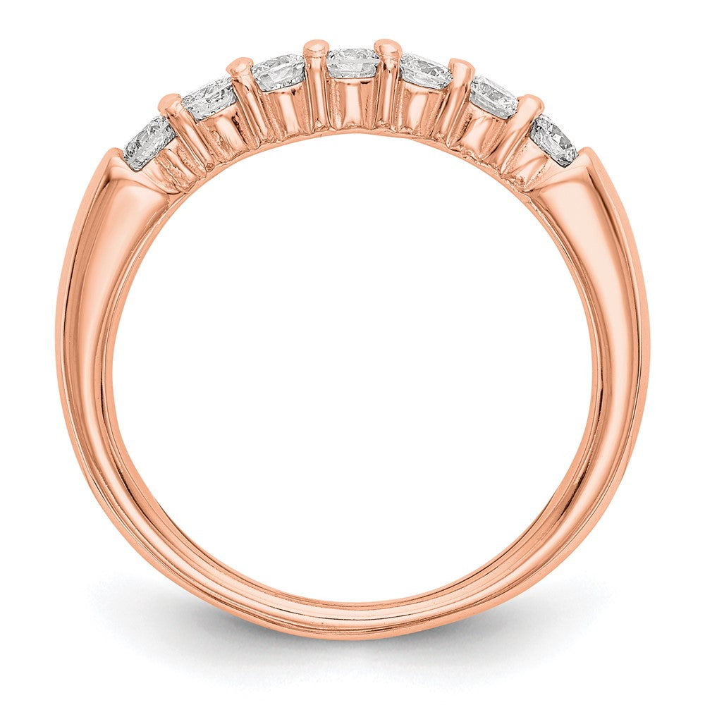 14K Roségold Ehering mit 7 Steinen und echten Diamanten