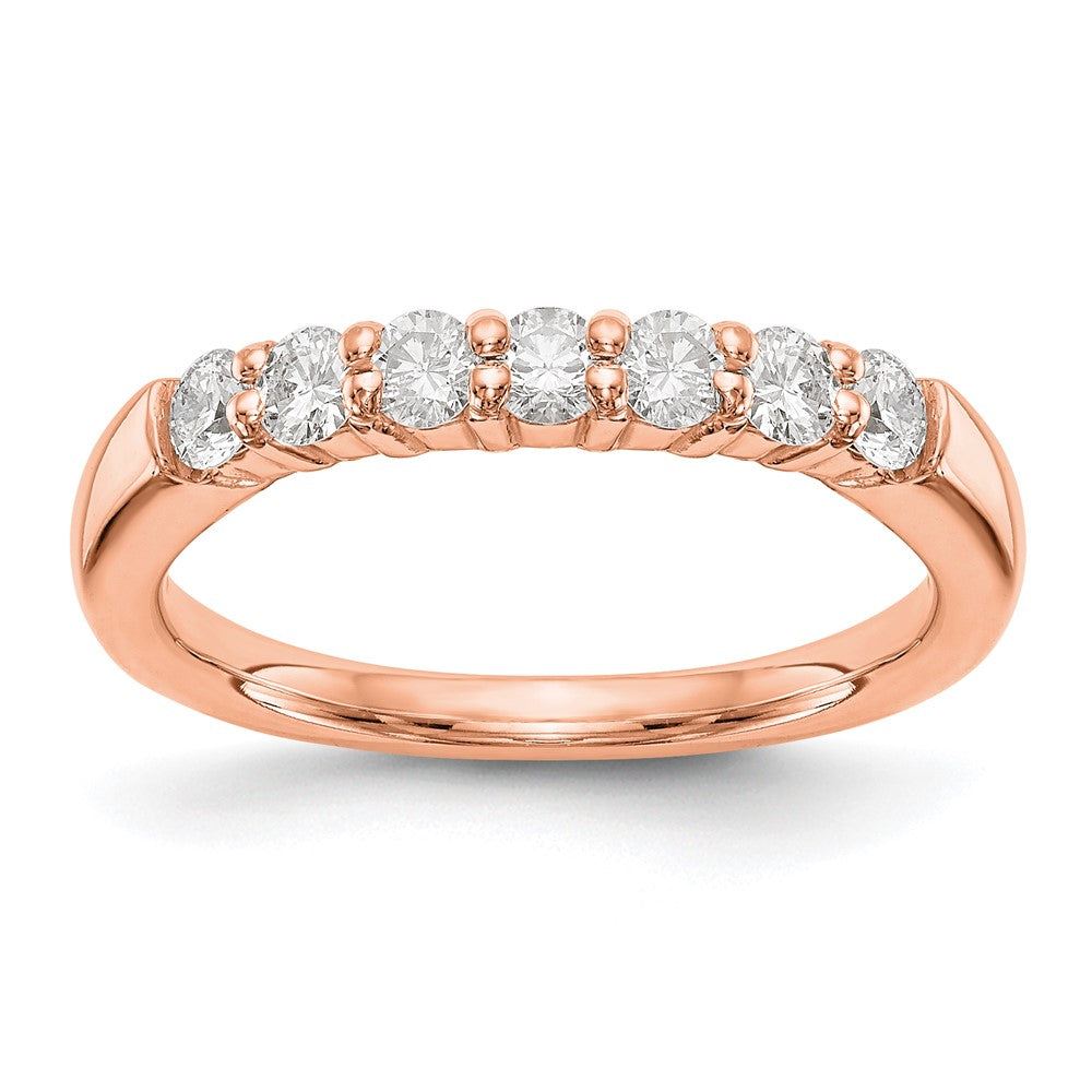 14K Roségold Ehering mit 7 Steinen und echten Diamanten
