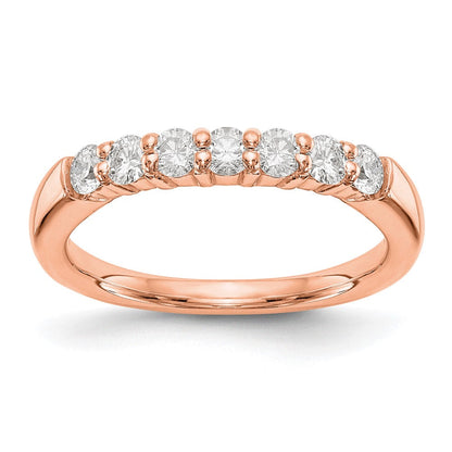 14K Roségold Ehering mit 7 Steinen und echten Diamanten