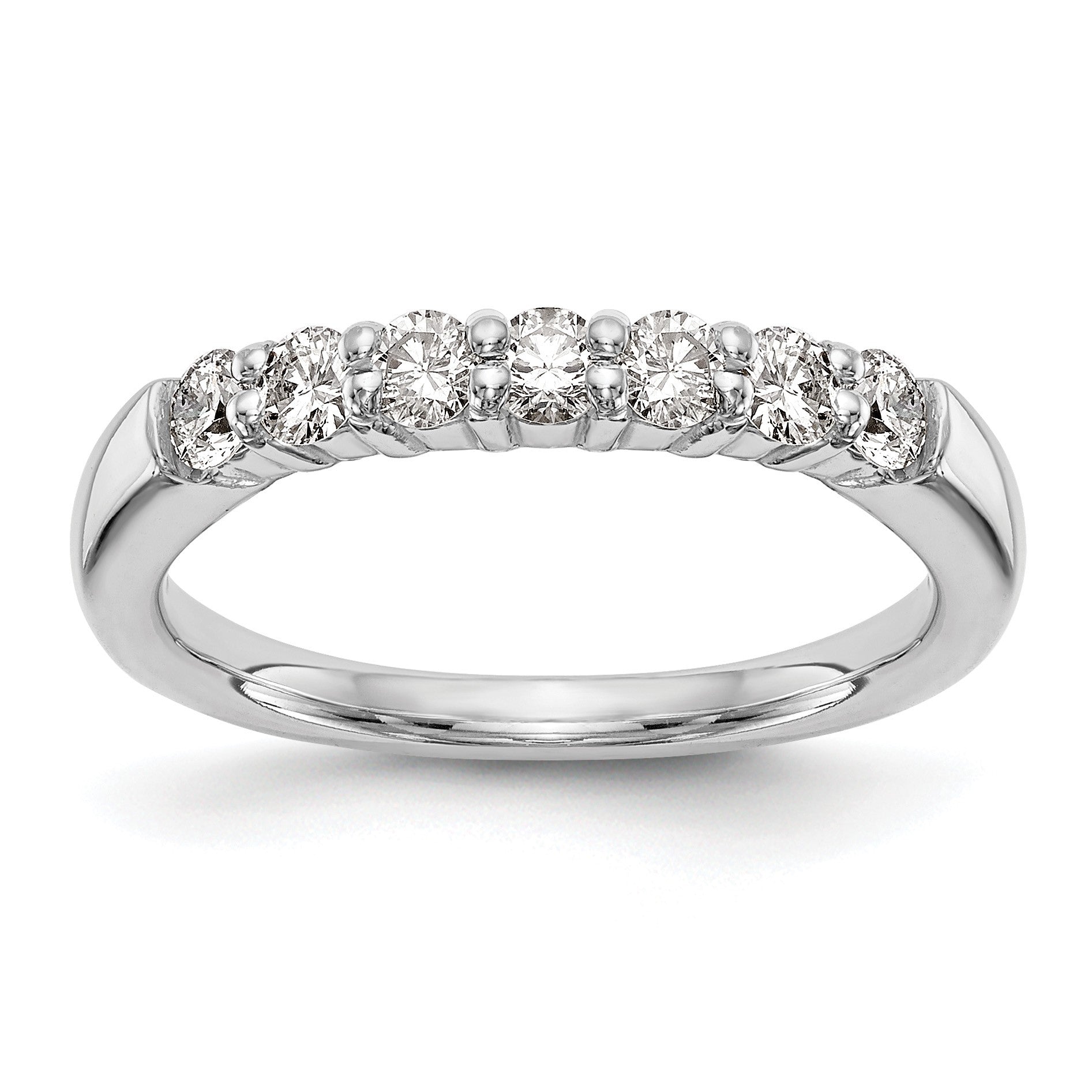 14K Weißgold Ring mit im Labor gezüchteten Diamanten, VS/SI+, G+, 7 Steine