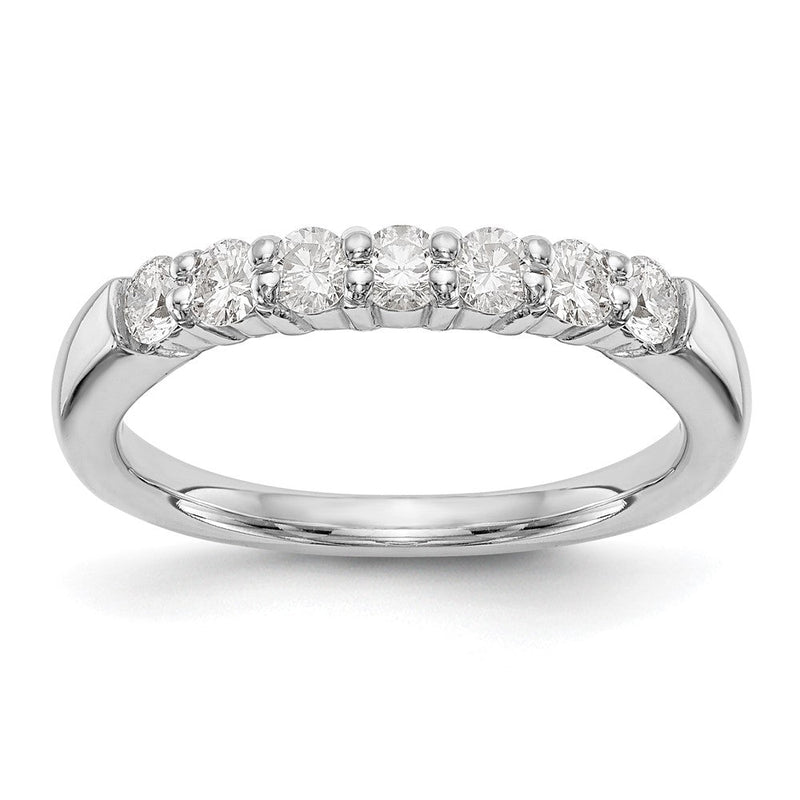 14K Weißgold Ehering mit 7 natürlichen Diamanten, 0,805 ct Gesamtgewicht