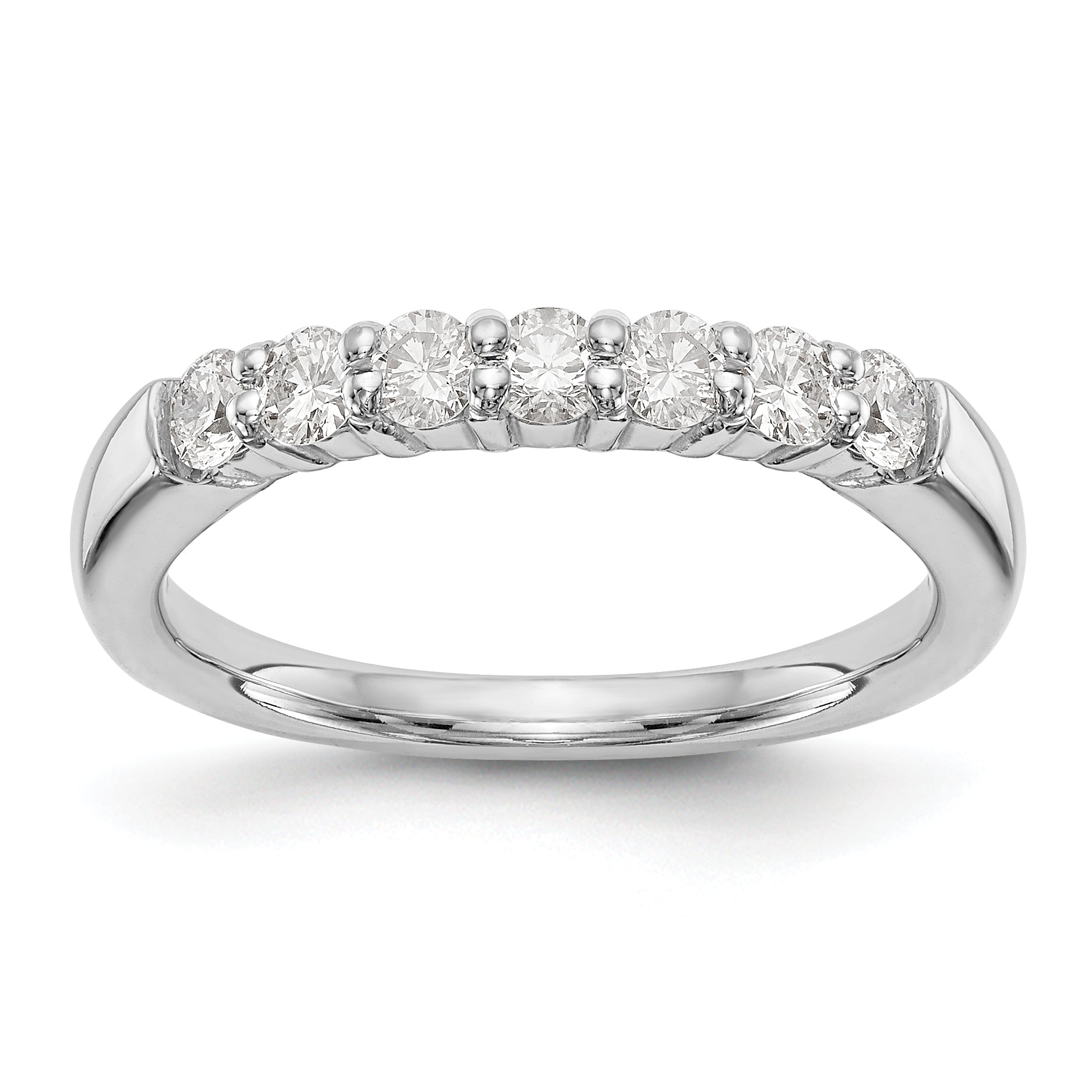 14K Weißgold Ring mit im Labor gezüchteten Diamanten, VS/SI+, G+, 7 Steine