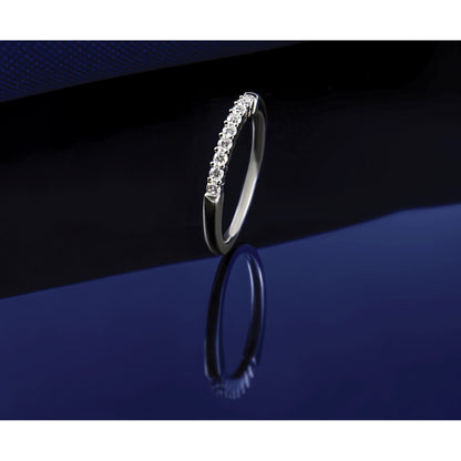 14K Weißgold Ehering mit 9 Diamanten