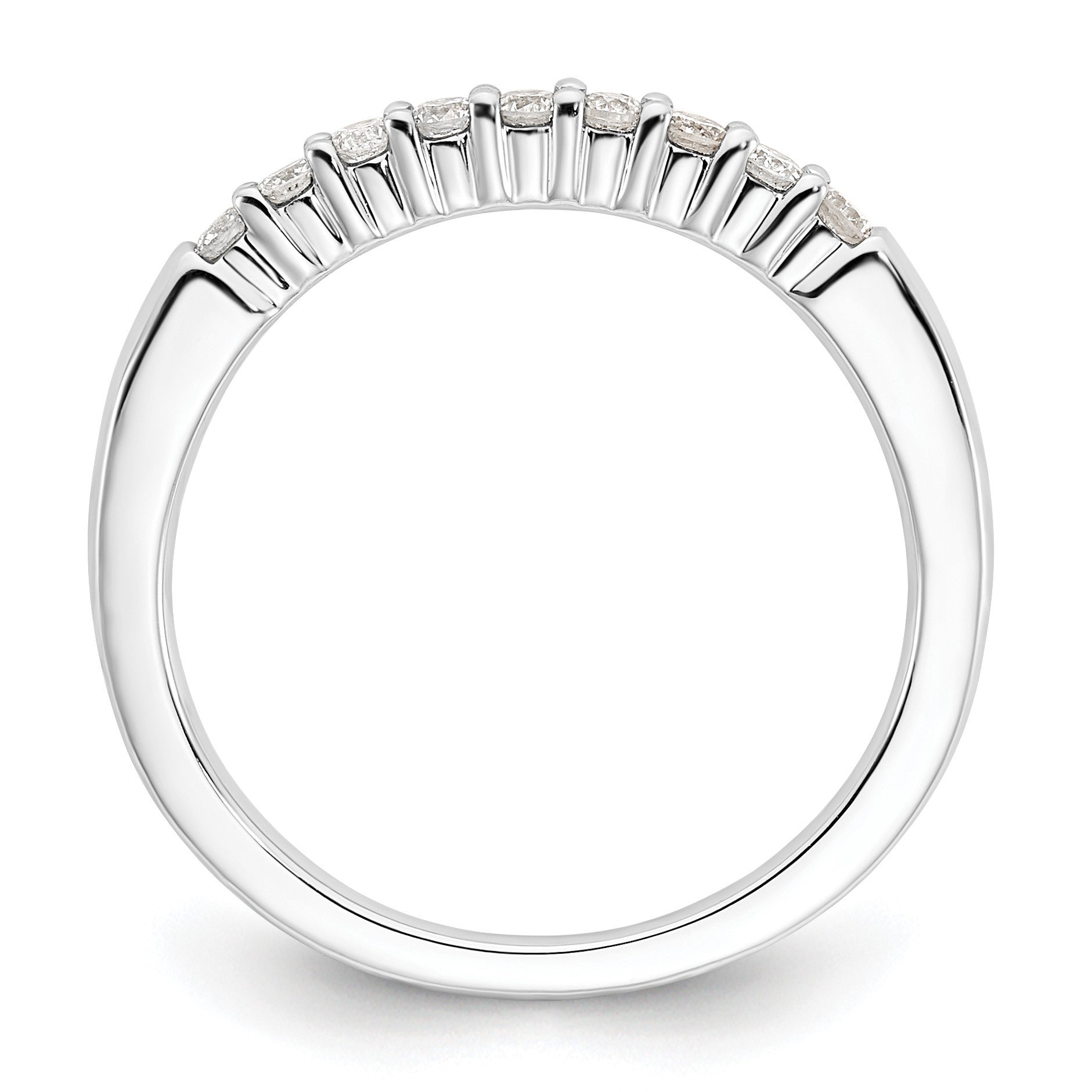 14K Weißgold Ehering mit 9 Diamanten