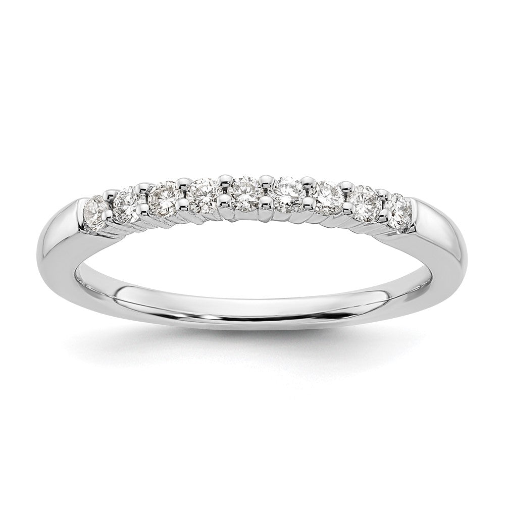 14K Weißgold Ehering mit 9 Diamanten