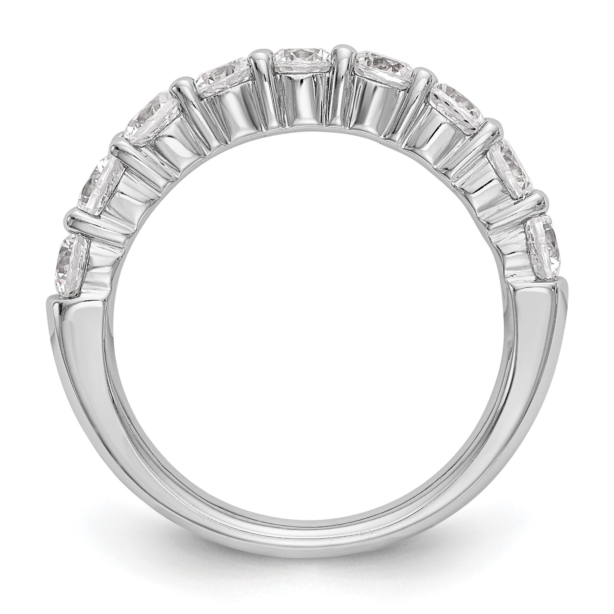 14K Weißgold Ehering mit 9 natürlichen Diamanten