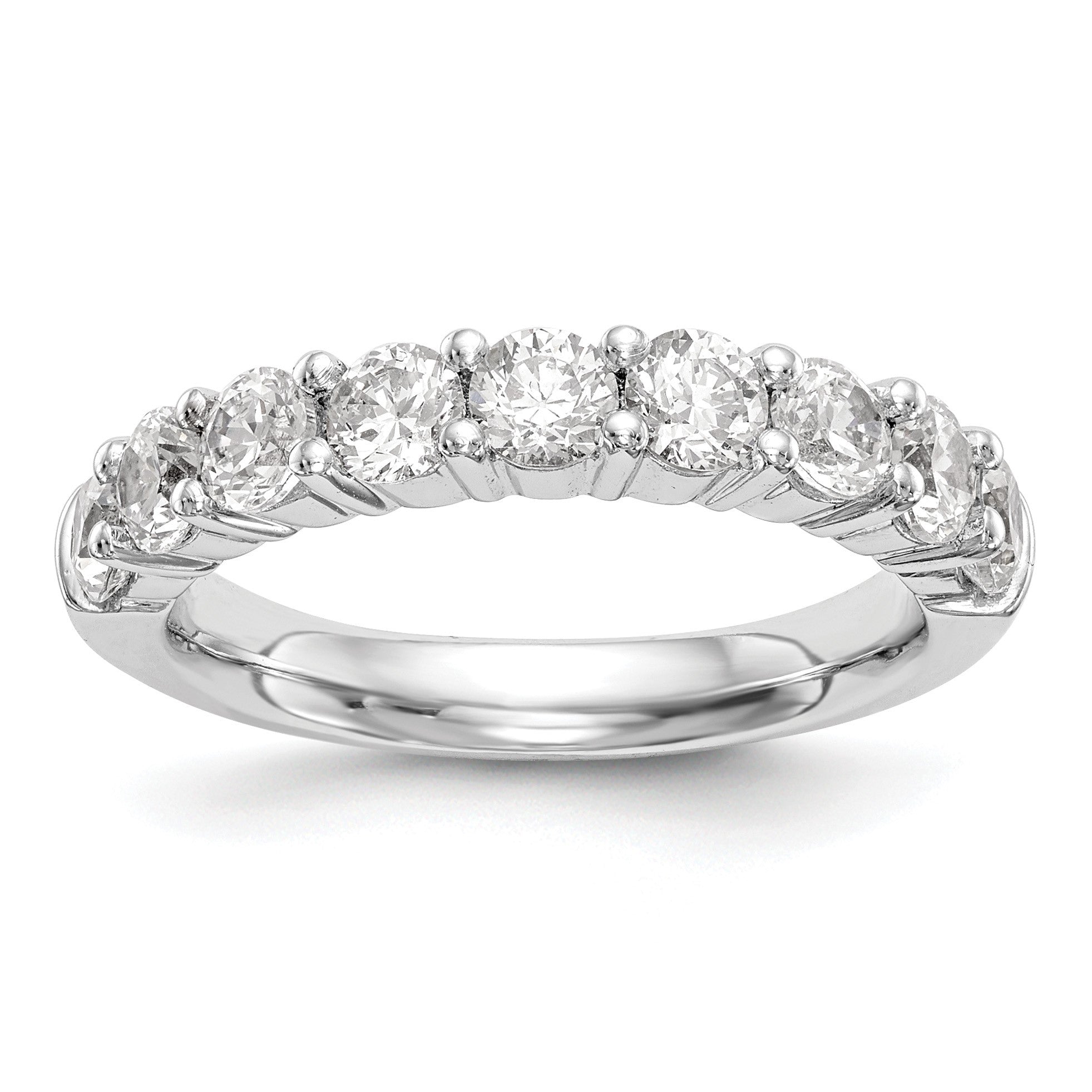 14K Weißgold Ehering mit 9 natürlichen Diamanten