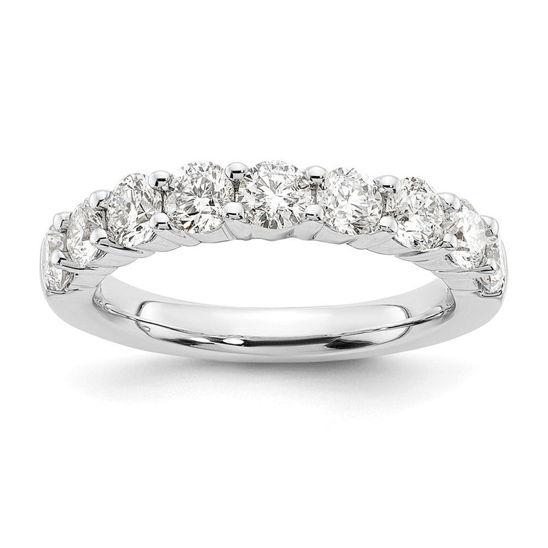 14K Weißgold Ehering mit 9 natürlichen Diamanten