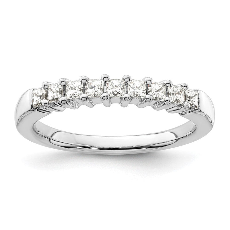 14K Weißgold Ehering mit 9 natürlichen Diamanten