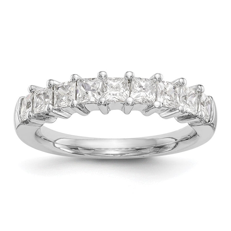 14K Weißgold Ehering mit 9 Diamanten