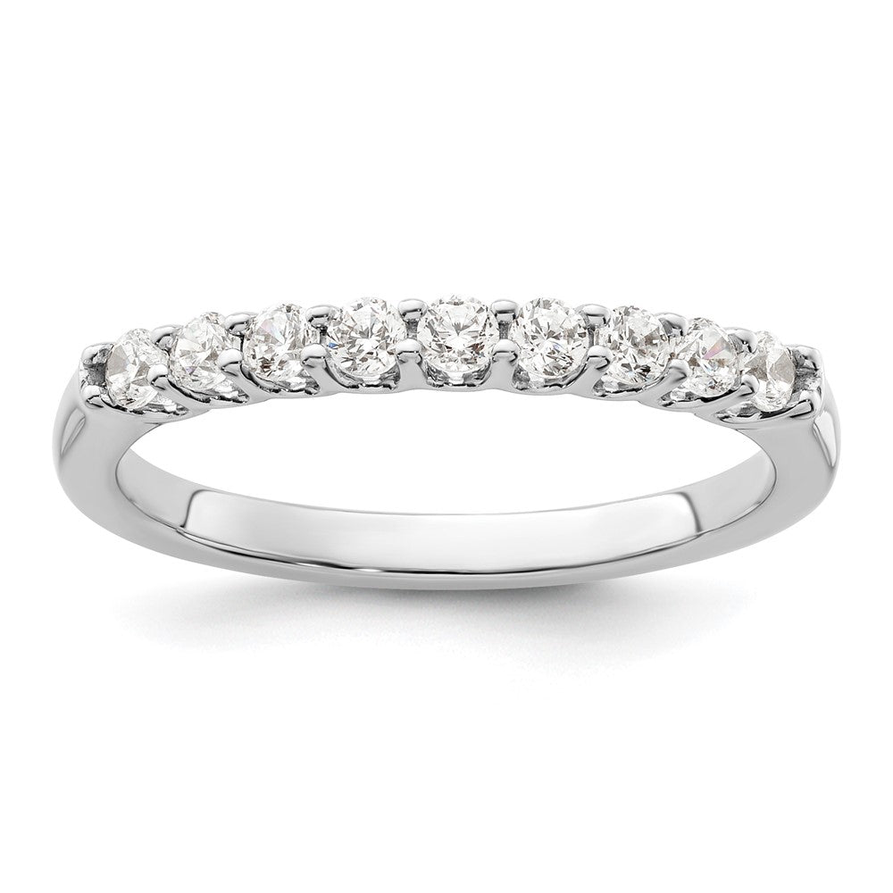 14K Weißgold Ehering mit 9 Diamanten