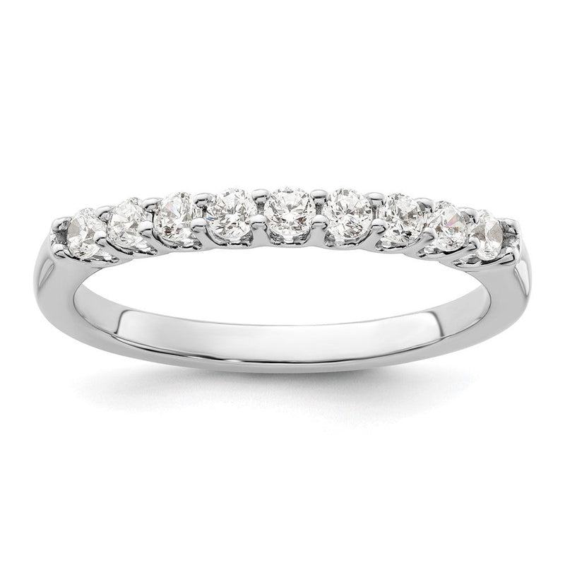 14K Weißgold Ehering mit 9 Diamanten
