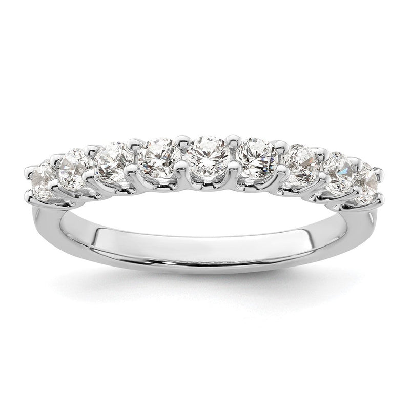14K Weißgold Ehering mit 9 natürlichen Diamanten