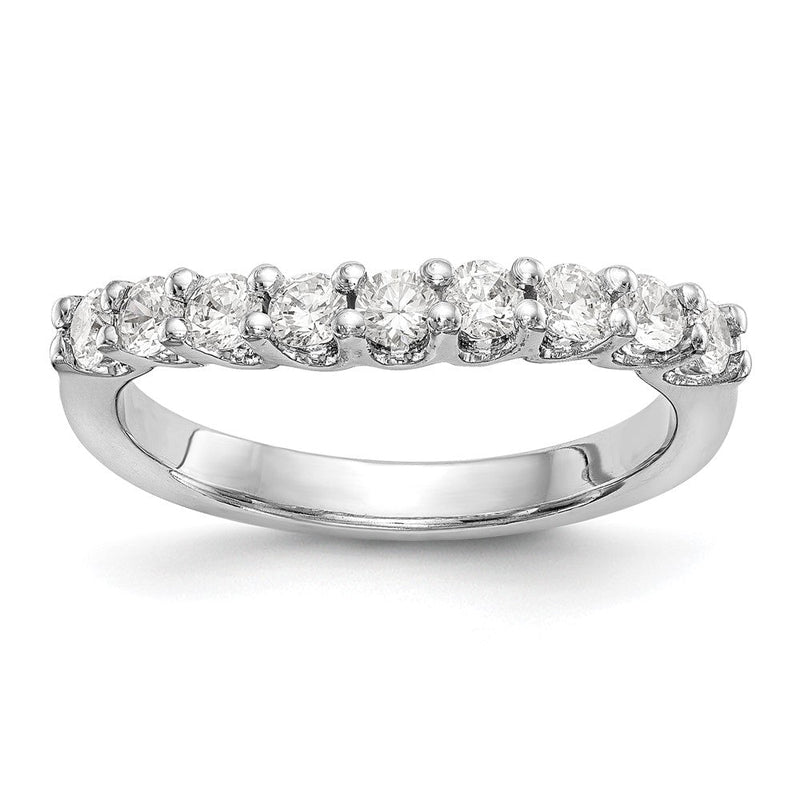 14K Weißgold Ehering mit 9 natürlichen Diamanten, 0,9 ct. Gesamtgewicht