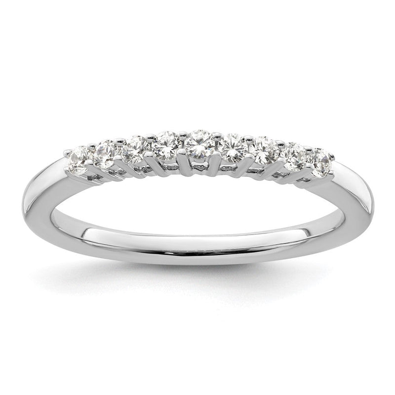 14K Weißgold Ehering mit 9 natürlichen Diamanten