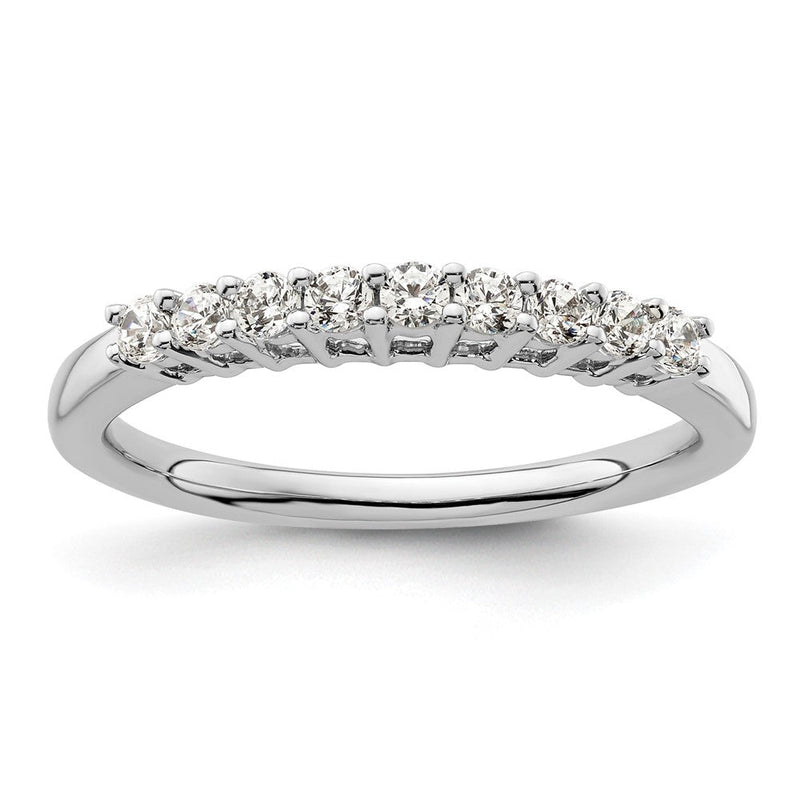 14K Weißgold Ehering mit 9 natürlichen Diamanten