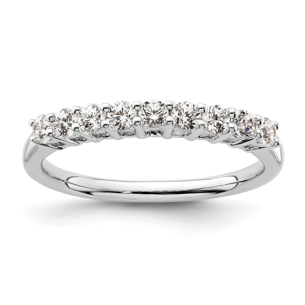 14K Weißgold Ehering mit 9 natürlichen Diamanten, 0,45 ct. Gesamtgewicht