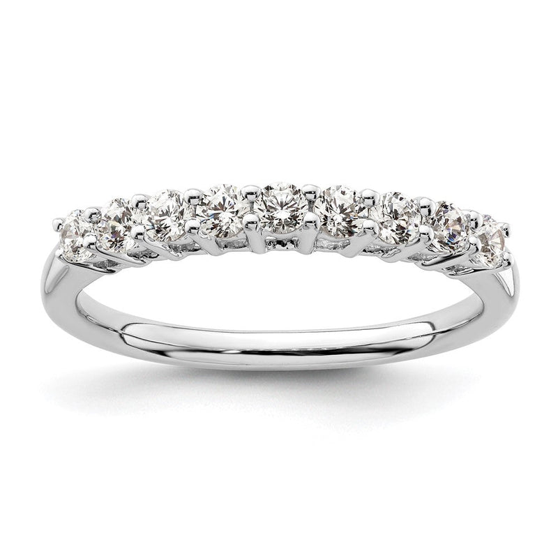 14K Weißgold Ehering mit 9 natürlichen Diamanten, 0,45 ct. Gesamtgewicht