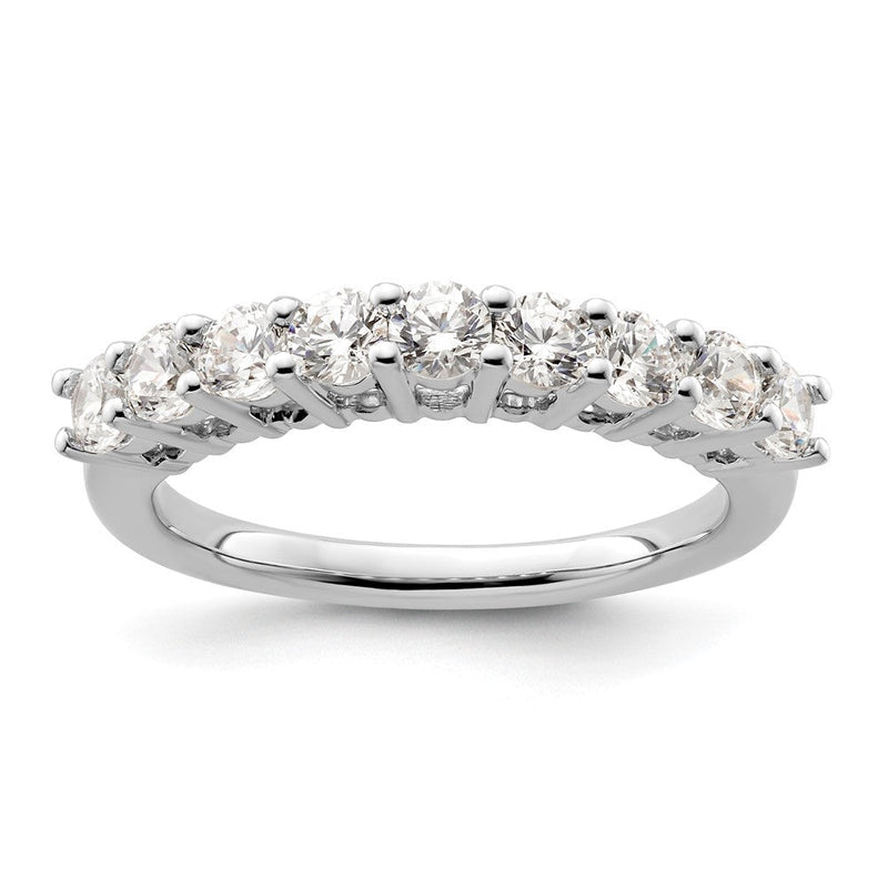 14K Weißgold Ehering mit 9 natürlichen Diamanten (1,035 ct. Gesamtgewicht)