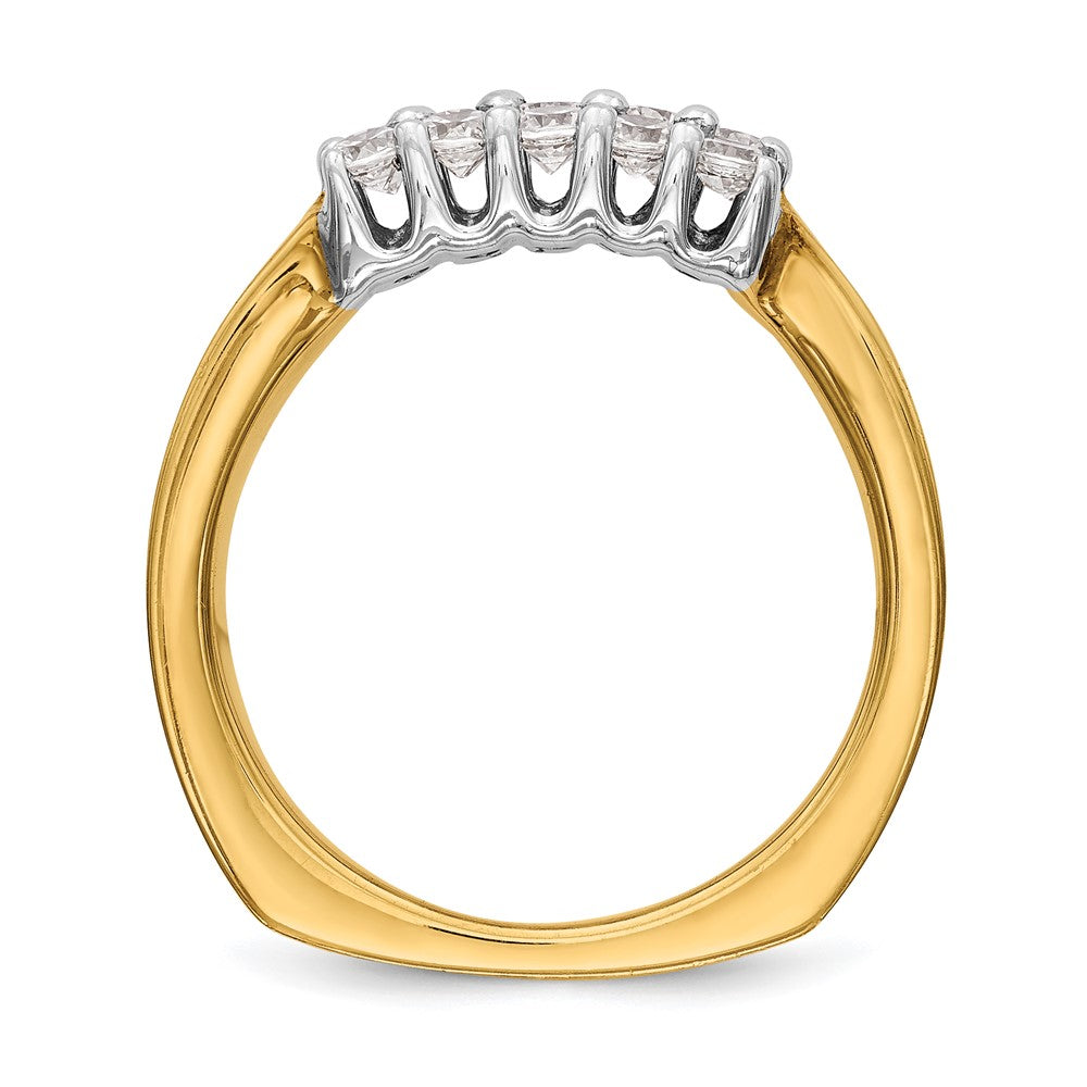 14K Bicolor Gold Ehering mit natürlichen Diamanten, 0,975 ct Gesamtgewicht