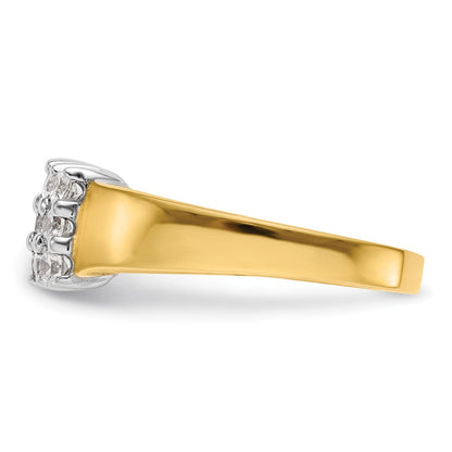 14K Bicolor Gold Ehering mit natürlichen Diamanten, 0,975 ct Gesamtgewicht