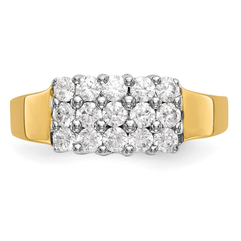 14K Bicolor Gold Ehering mit natürlichen Diamanten, 0,975 ct Gesamtgewicht