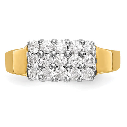 14K Bicolor Gold Ehering mit natürlichen Diamanten, 0,975 ct Gesamtgewicht