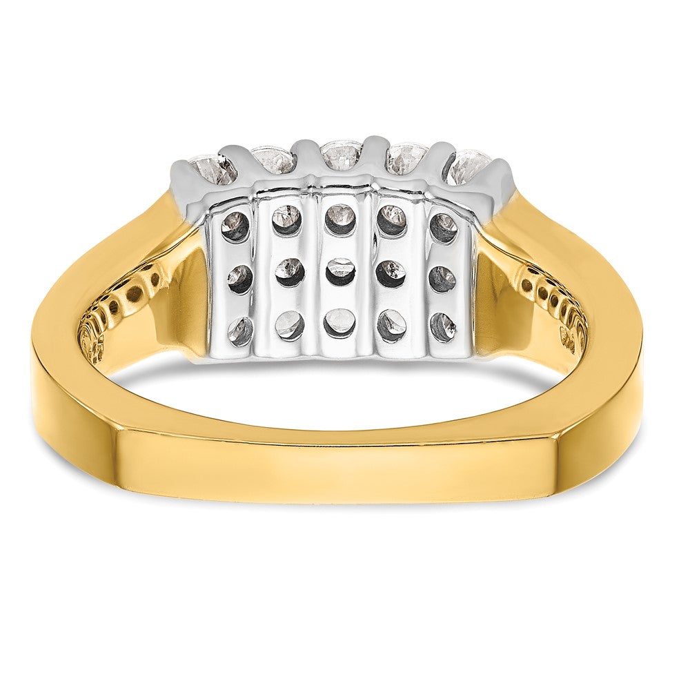 14K Bicolor Gold Ehering mit natürlichen Diamanten, 0,975 ct Gesamtgewicht