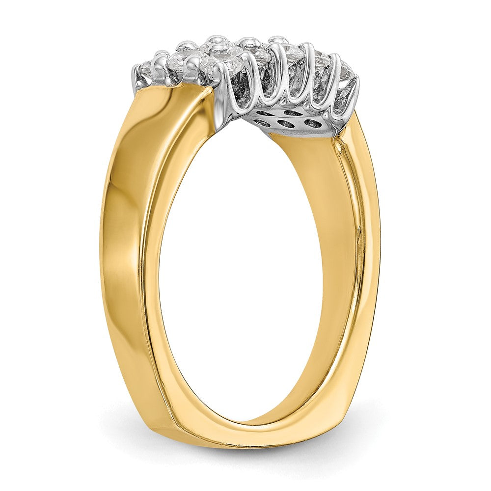 14K Bicolor Gold Ehering mit natürlichen Diamanten, 0,975 ct Gesamtgewicht