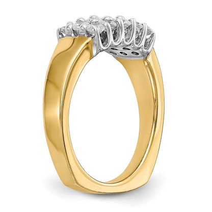14K Bicolor Gold Ehering mit natürlichen Diamanten, 0,975 ct Gesamtgewicht