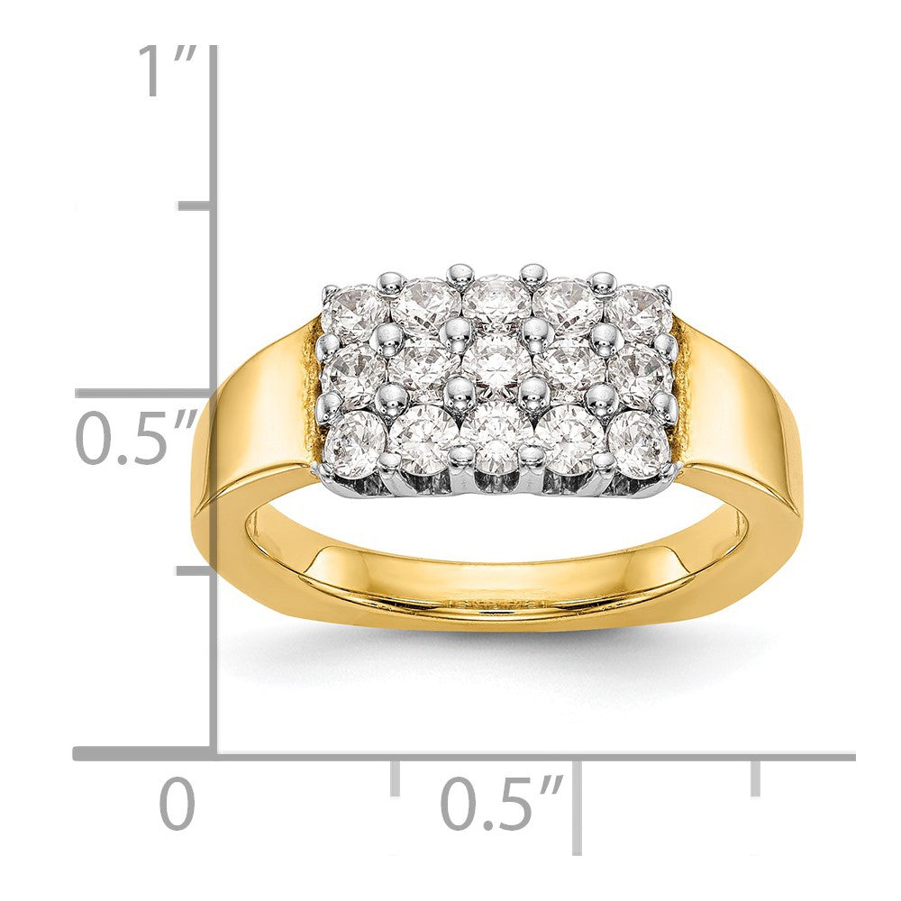 14K Bicolor Gold Ehering mit natürlichen Diamanten, 0,975 ct Gesamtgewicht