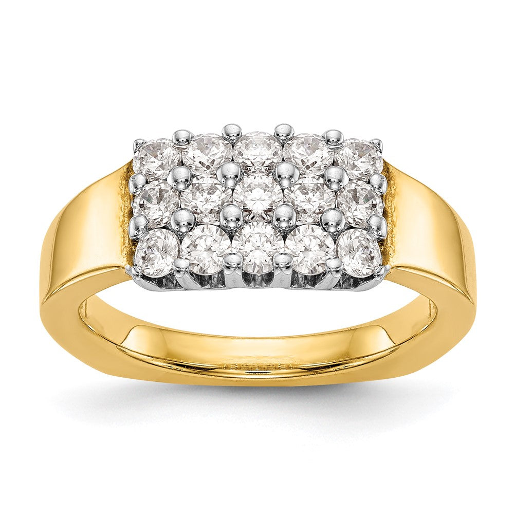 14K Bicolor Gold Ehering mit natürlichen Diamanten, 0,975 ct Gesamtgewicht