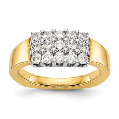 14K Bicolor Gold Ehering mit natürlichen Diamanten, 0,975 ct Gesamtgewicht