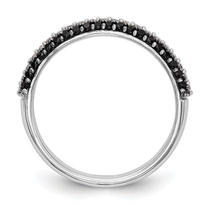 14K Weißgold Ehering mit schwarzen und weißen echten Diamanten