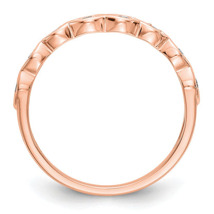 14K Roségold Ehering mit echten Diamanten