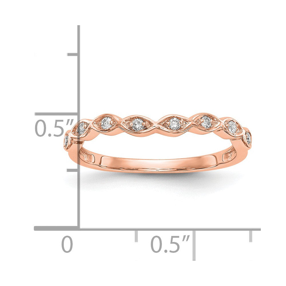 14K Roségold Ehering mit echten Diamanten