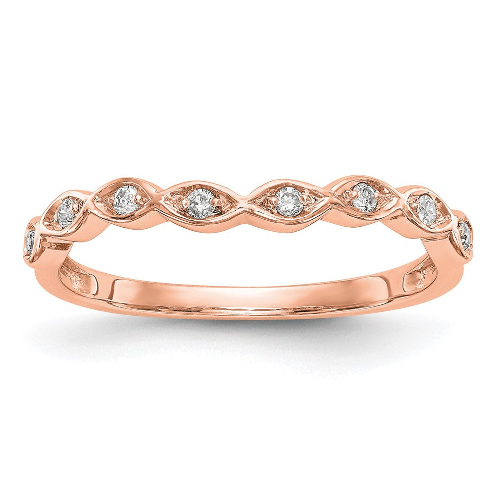 14K Roségold Ehering mit echten Diamanten
