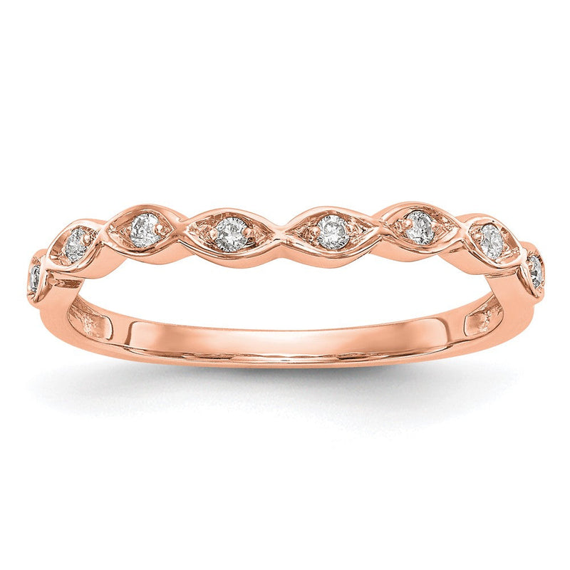 14K Roségold Ehering mit echten Diamanten