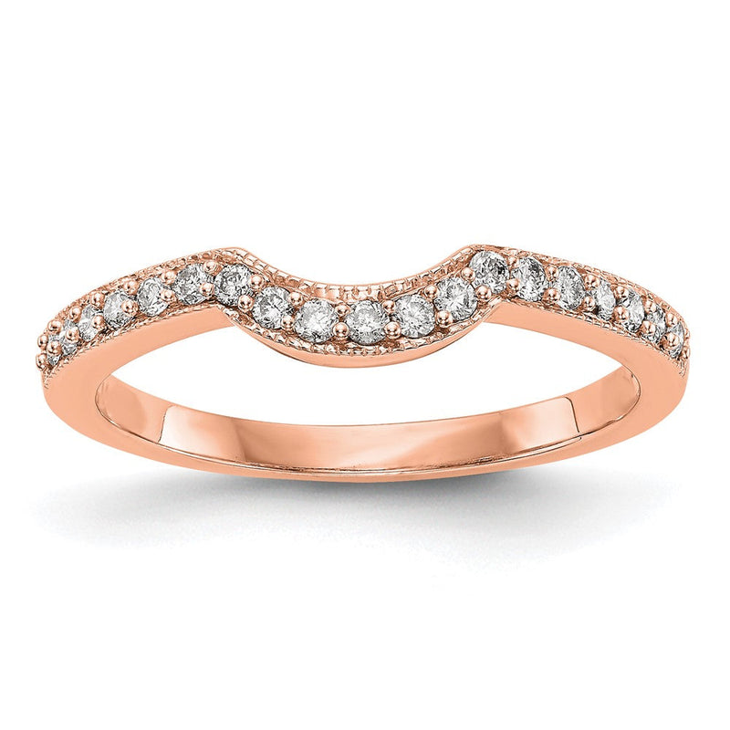14K Roségold Ehering mit echten Diamanten