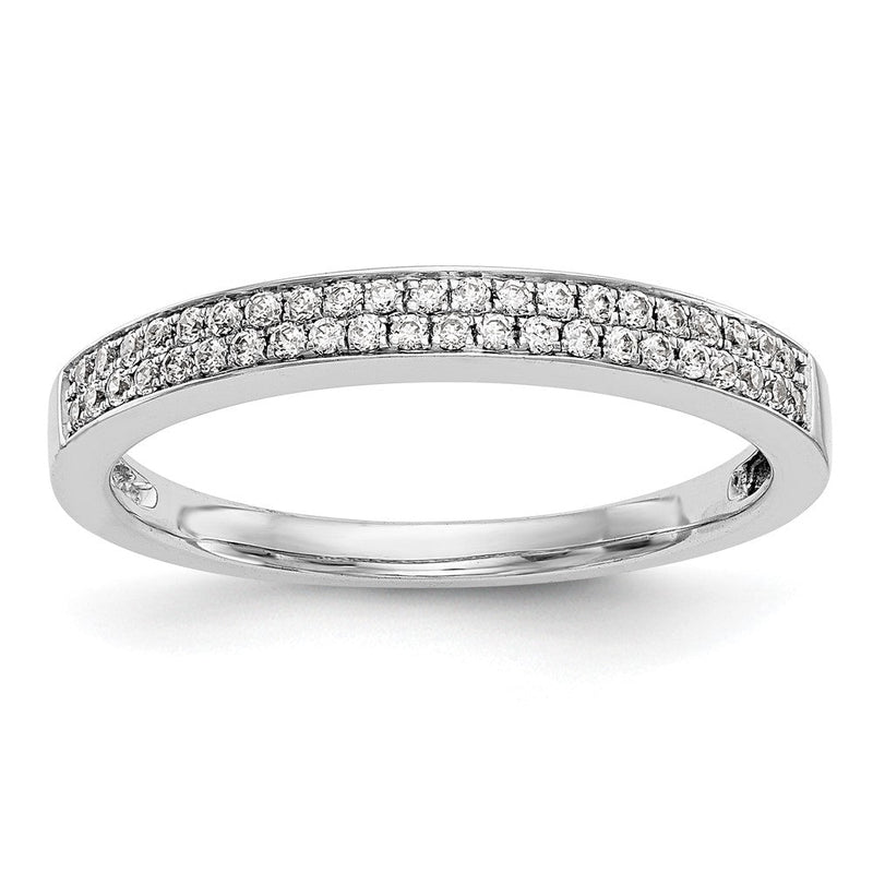 14K Weißgold Ehering mit Diamanten in Mikrofassung
