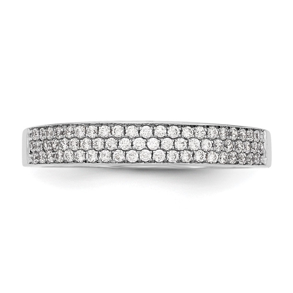 14K Weißgold Ehering mit Diamant-Pavé-Fassung