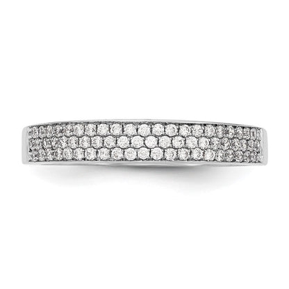 14K Weißgold Ehering mit Diamant-Pavé-Fassung