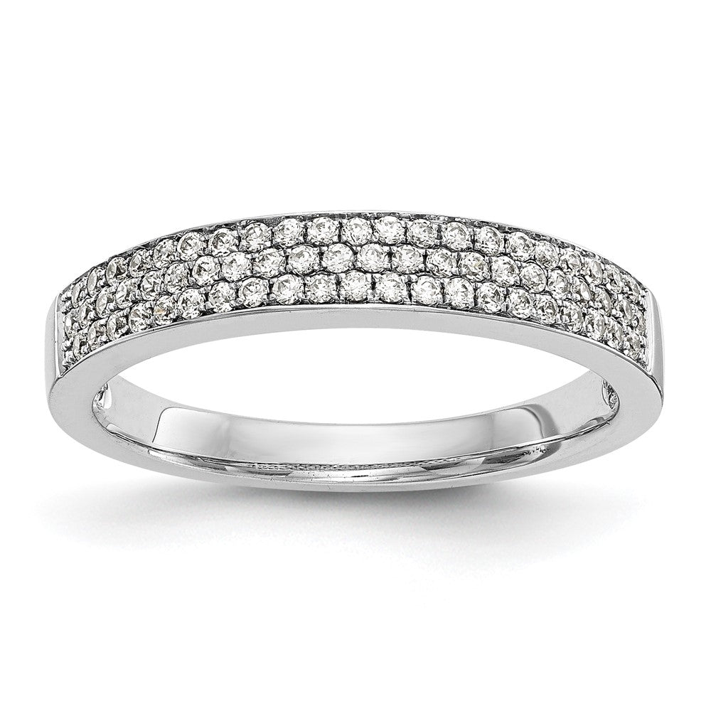 14K Weißgold Ehering mit Diamant-Pavé-Fassung