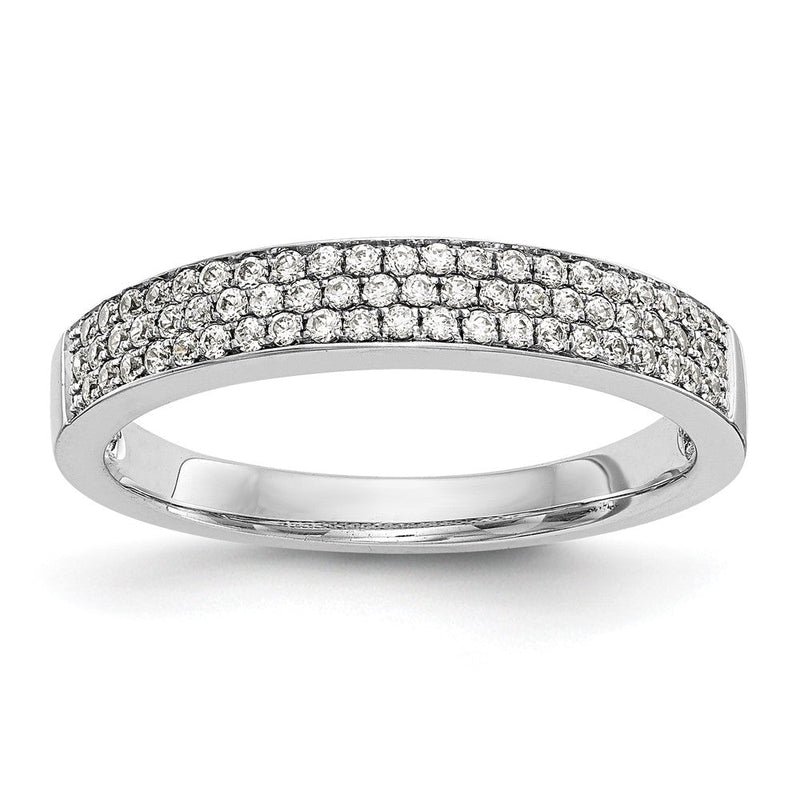 14K Weißgold Ehering mit Diamant-Pavé-Fassung