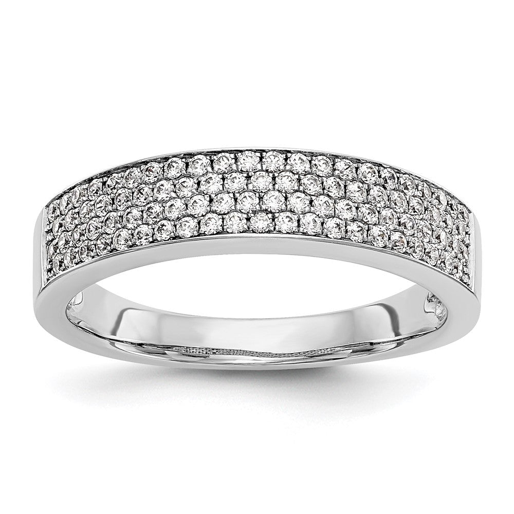 14K Weißgold Ehering mit Mikropavé natürlichen Diamanten, 0,43 ct. Gesamtgewicht