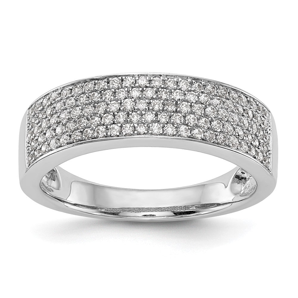 14K Weißgold Ehering mit natürlichen Diamanten in Mikro-Pavé