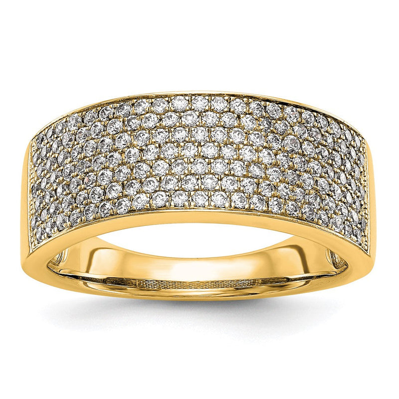 14K Gelbgold Ehering mit Micro Pavé und echten Diamanten