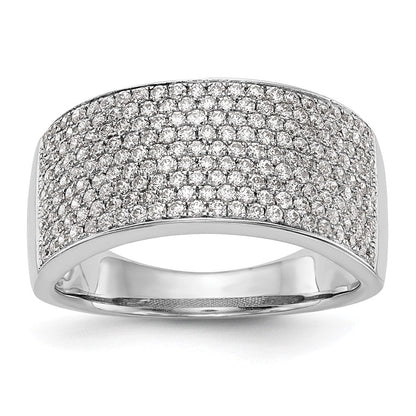 14K Weißgold Ehering mit Mikro-Pavé aus natürlichen Diamanten, 0,97 ct Gesamtgewicht