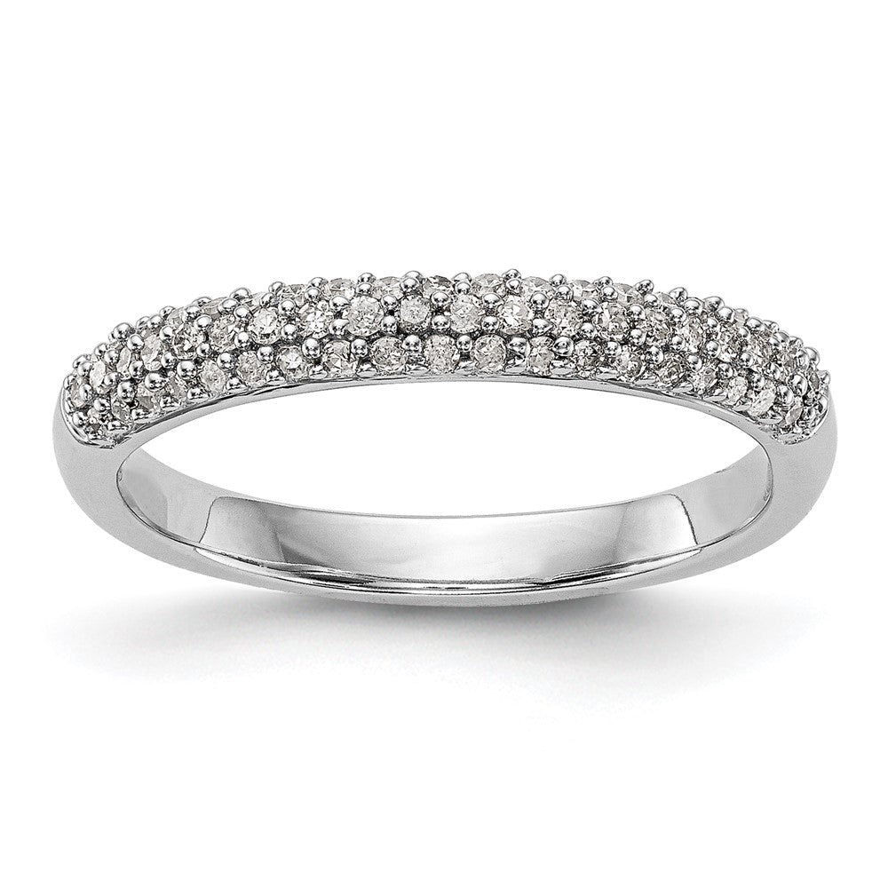 14K Weißgold Ehering mit Mikropavé-Besatz aus natürlichen Diamanten